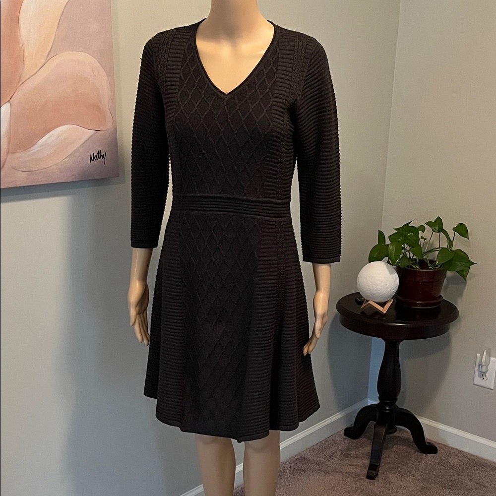 Marc New York Elegant Grey Long Sleeve Dress